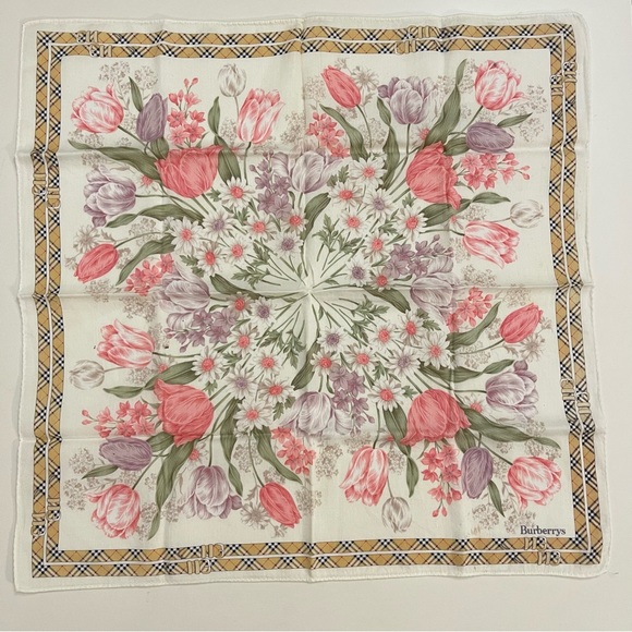 Vintage Burberrys of London Floral Silk-Cotton Handkerchief - Picture 6 of 7